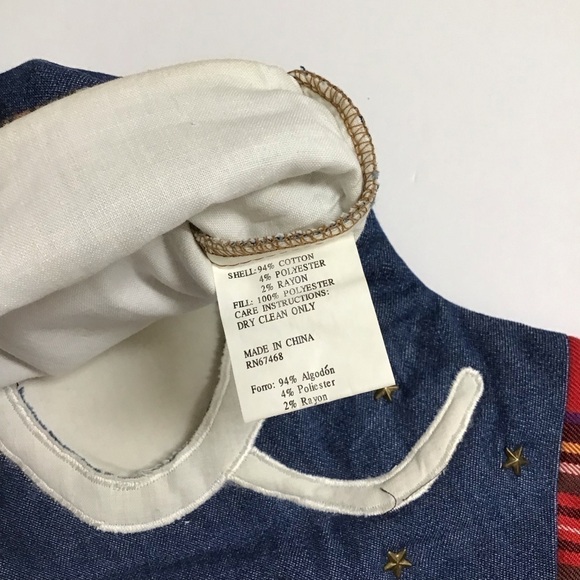 Kitty Cat Christmas Stocking Picture Frame Kitten Pet Applique Plaid Denim Stars - Picture 4 of 13